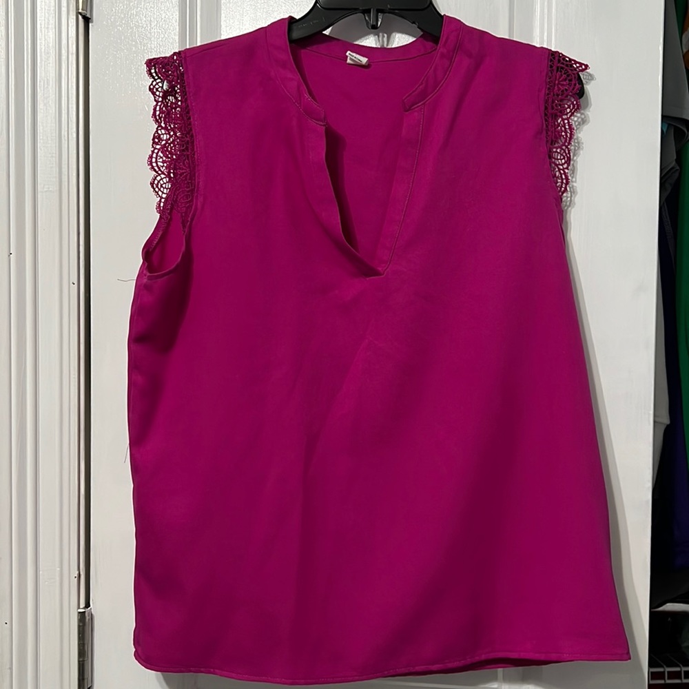 Fuscia colored top 100% polyester